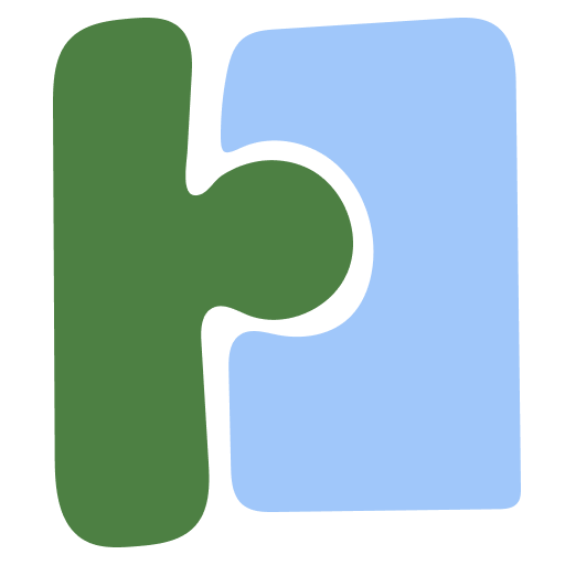 One dark green and one light blue puzzle piece fitting together.